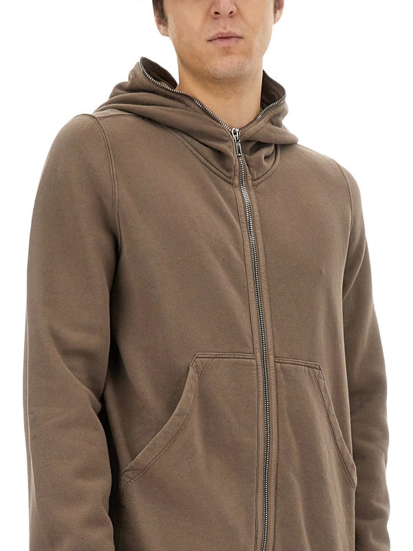 Beige Cotton Hoodie Zip-up