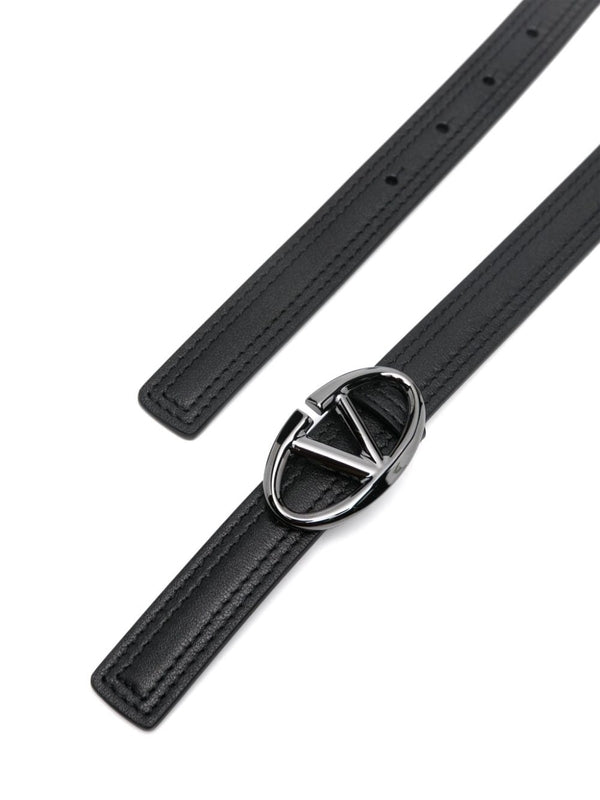 V Logo Leather Belt