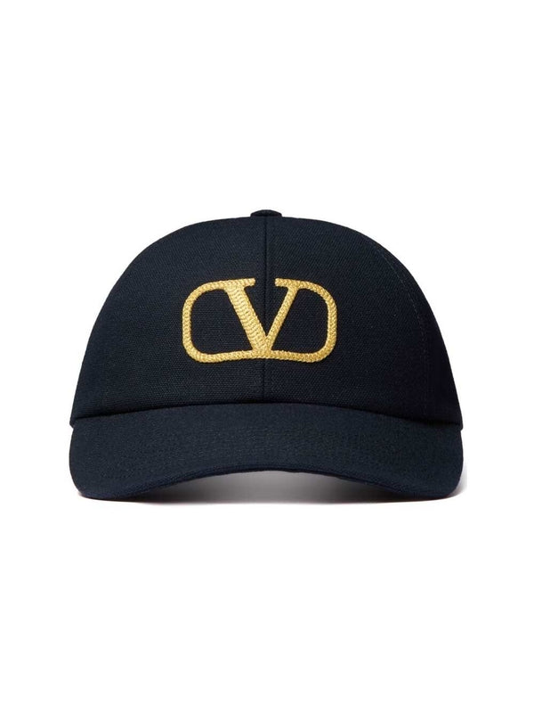 V Logo Embroidered Cotton Ballcap