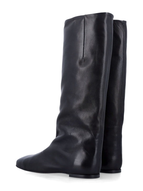 Black Leather High Boots