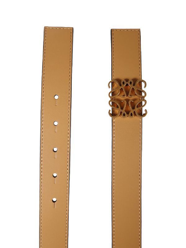 Anagram Embellished Leather Reversible Belt