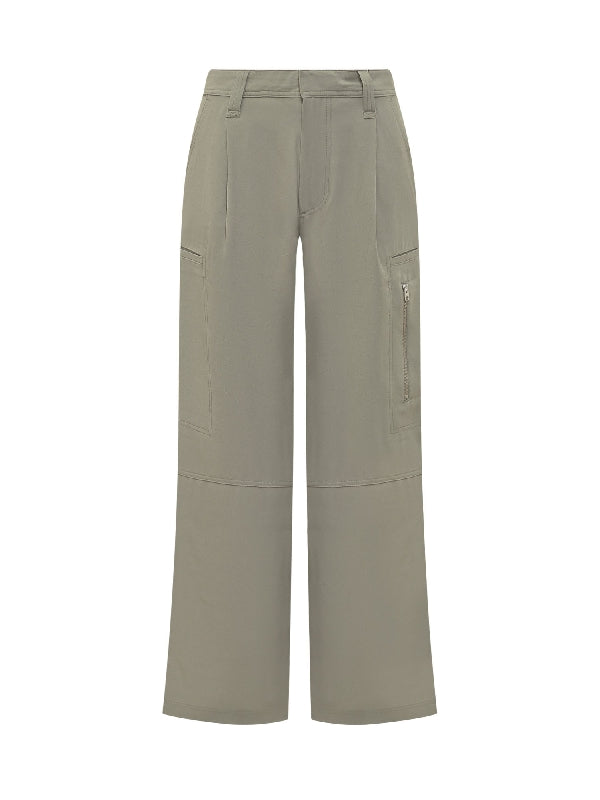 Pin Tuck Detail Wide Zipper Pocket Pants