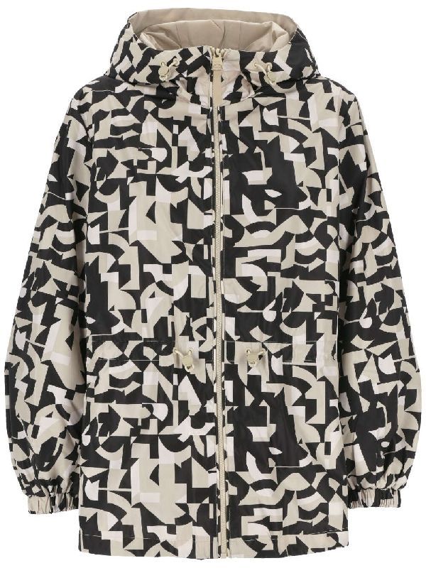 Delia Geometric Pattern Hoodie Jacket