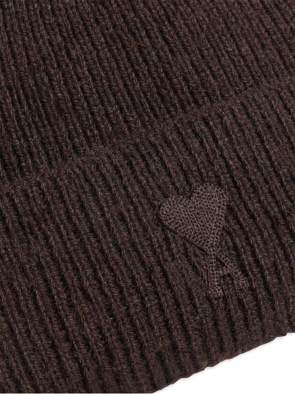 Heart Logo Embroidery Rib Beanie