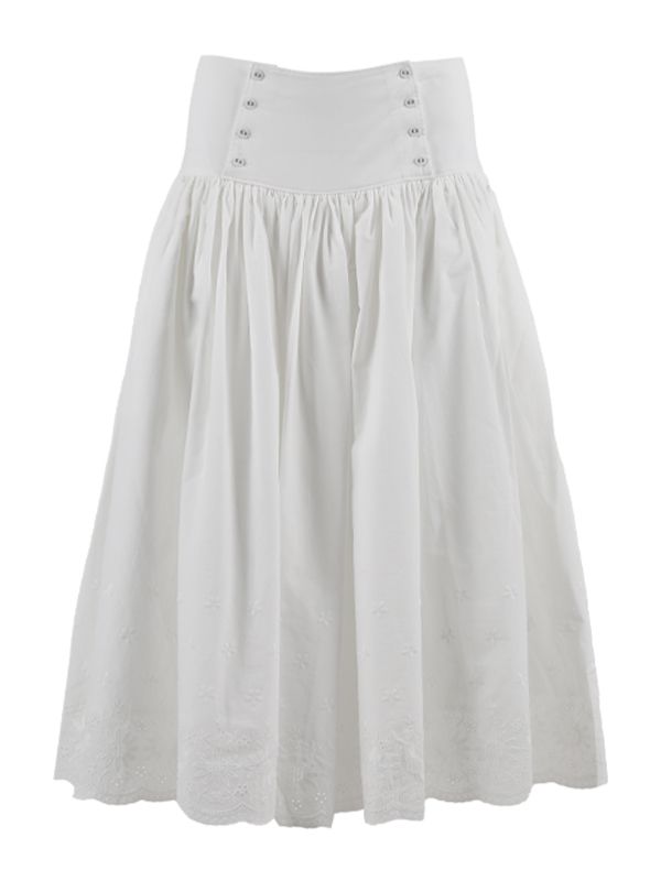 Button Waist Cotton Skirt