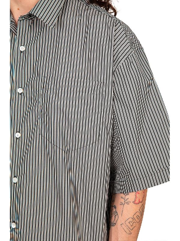 Back Logo Embroidered Stripe Short Sleeve
  Shirt