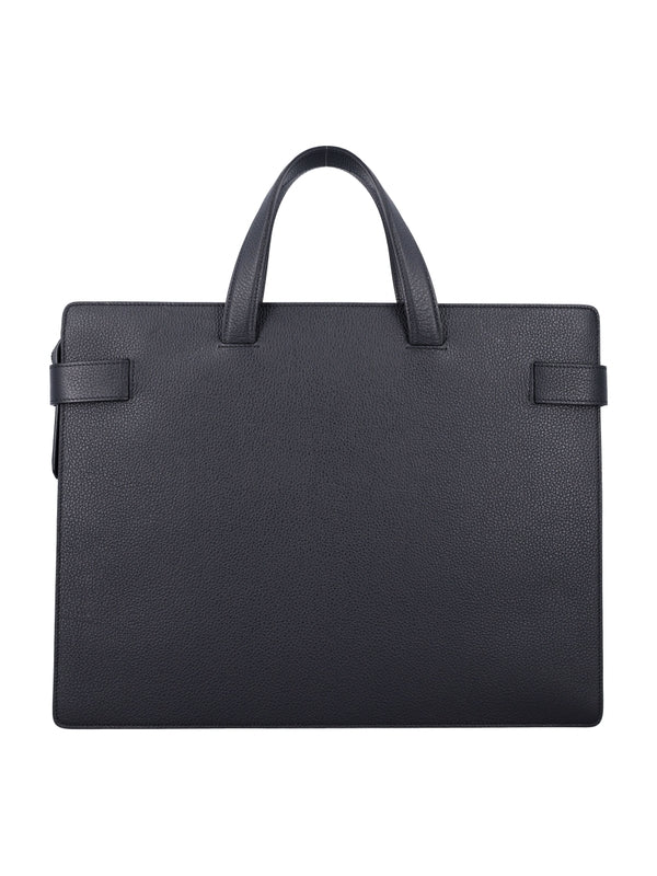 Gancini Buckle Leather Briefcase