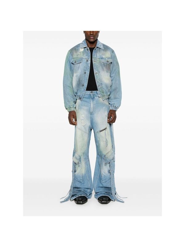 Distress Denim Bomber