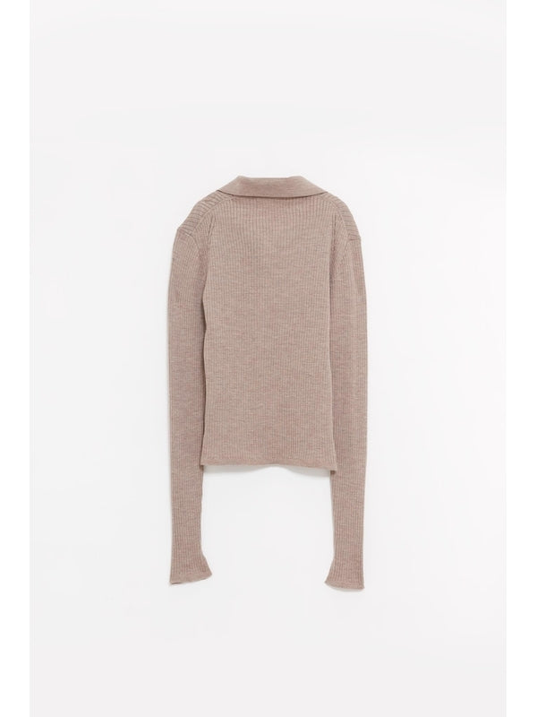 Open Placket Wool Polo Shirt