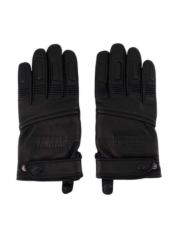 Mm6 Maison Margiela Black Leather Gloves
