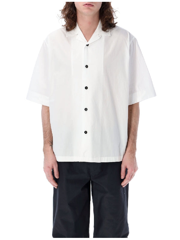 White Cotton Oversized Short-sleeve Shirt