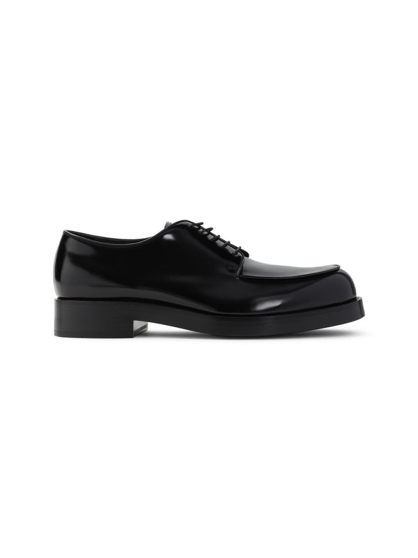 Triangle Logo Brushed Calfskin Lace-Up Shoes