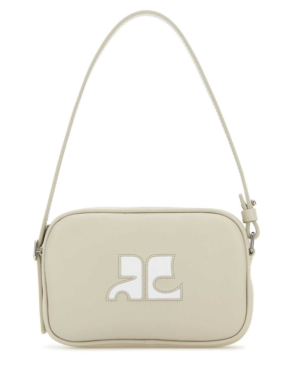 Logo Patch Leather Camera Shoulder Bag