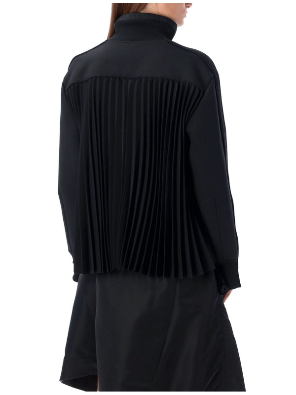 Back Pleats High-Neck Zip-Up Jacket