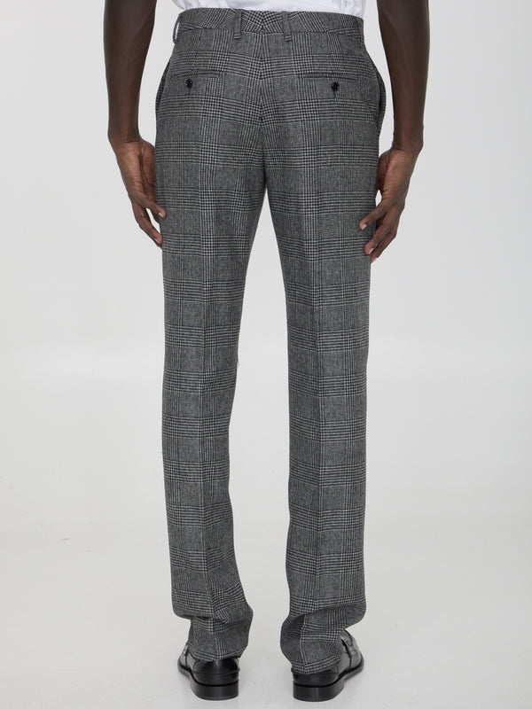 Check Wool Tailored Pants