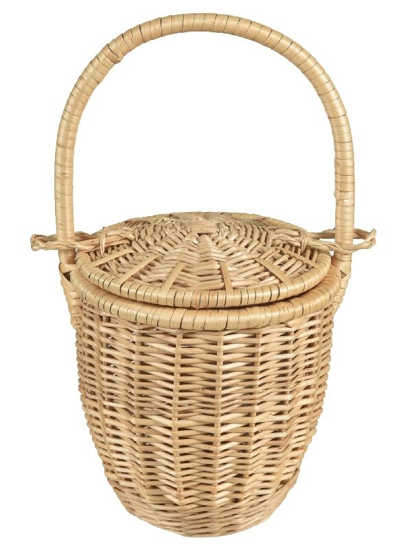 Woven Wicker Bucket Mini Tote Bag