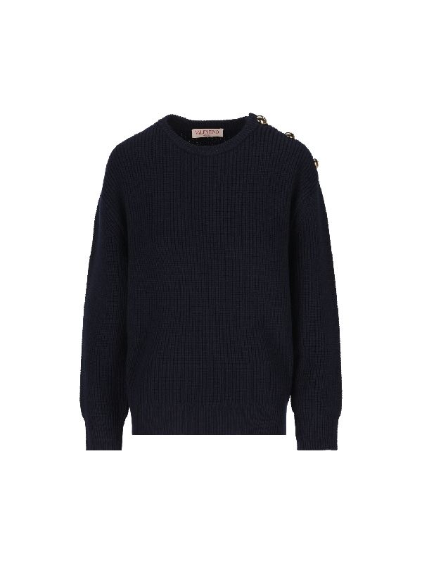 Button Detail Crewneck Knit
