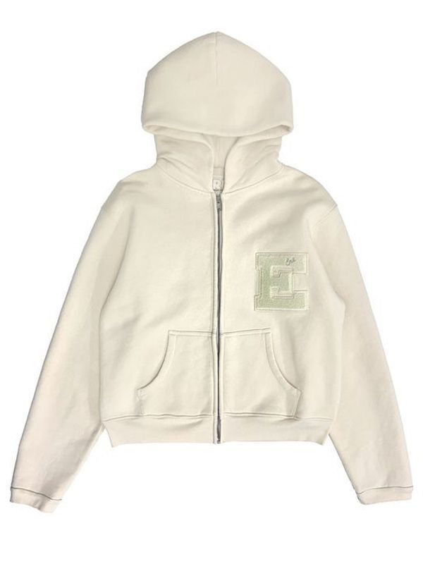Applique Patch Crop Cotton Hood Zip Up