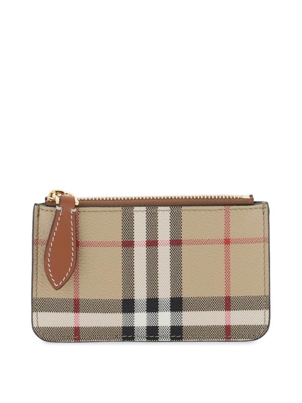 Check Fabric Zipper Coin Wallet