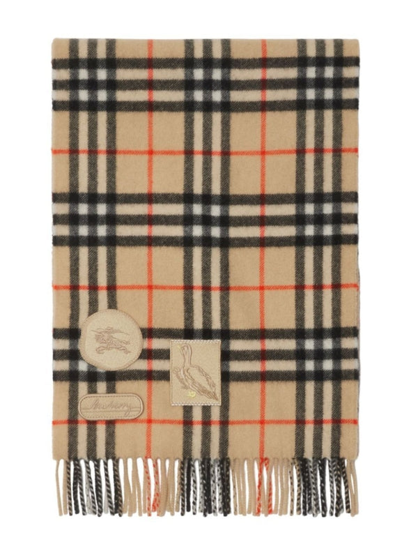 Appliqué Logo Patch Check Cashmere Scarf