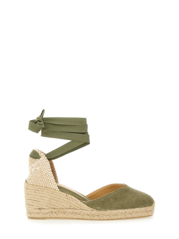 Castañer Green Beige Wedge Sandals