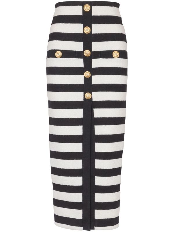 BALMAIN - Stripe Long Skirt - Jente