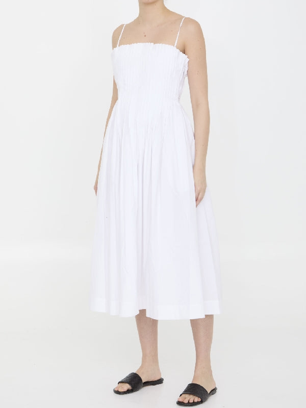 White Poplin Flounce Dress