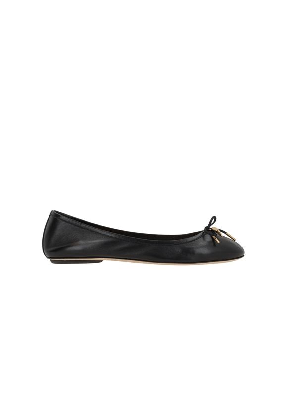 Bow Embellished Leather Flat
  Shoes