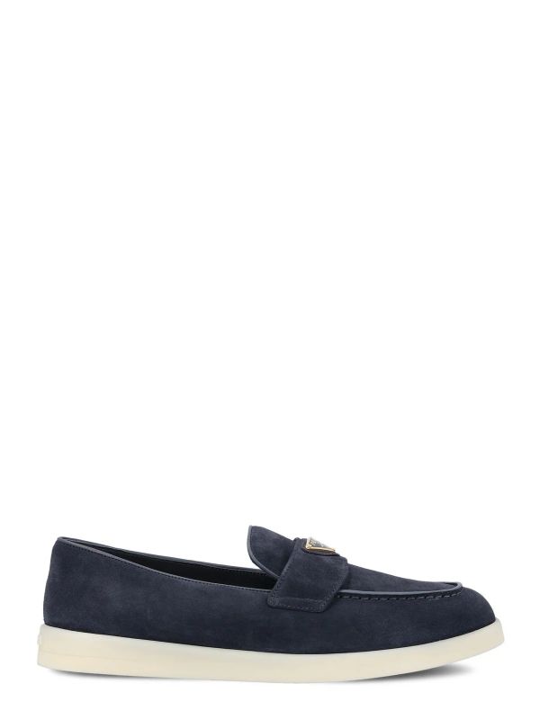 Triangle Logo Suede Loafers