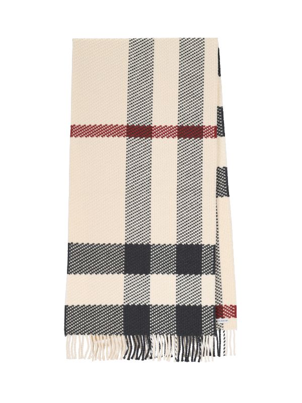 Check Wool Fringe Muffler