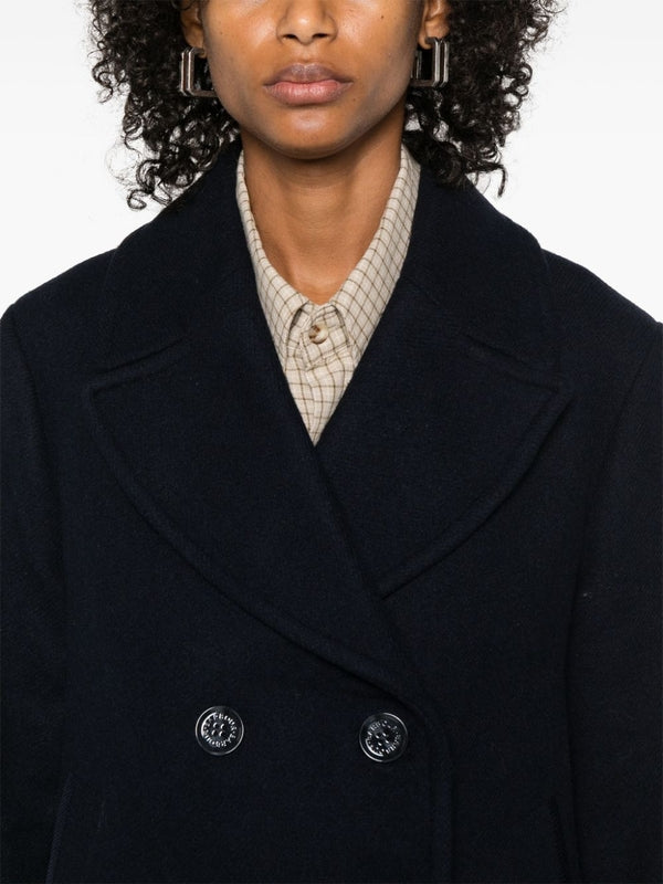 Double Breasted Wool Blend Peacoat