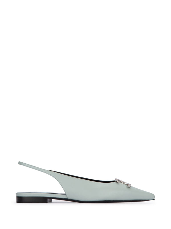 Triomphe Logo Leather Slingback Flat Shoes