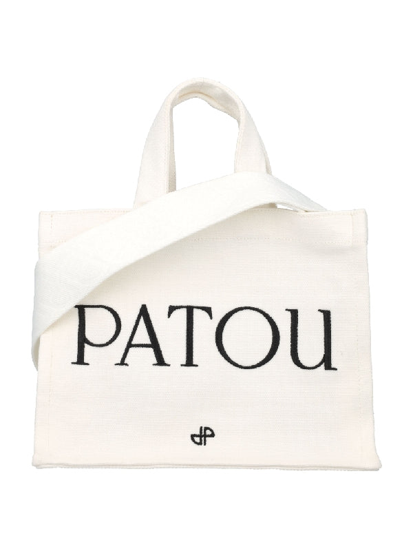 White Logo Canvas Tote Bag