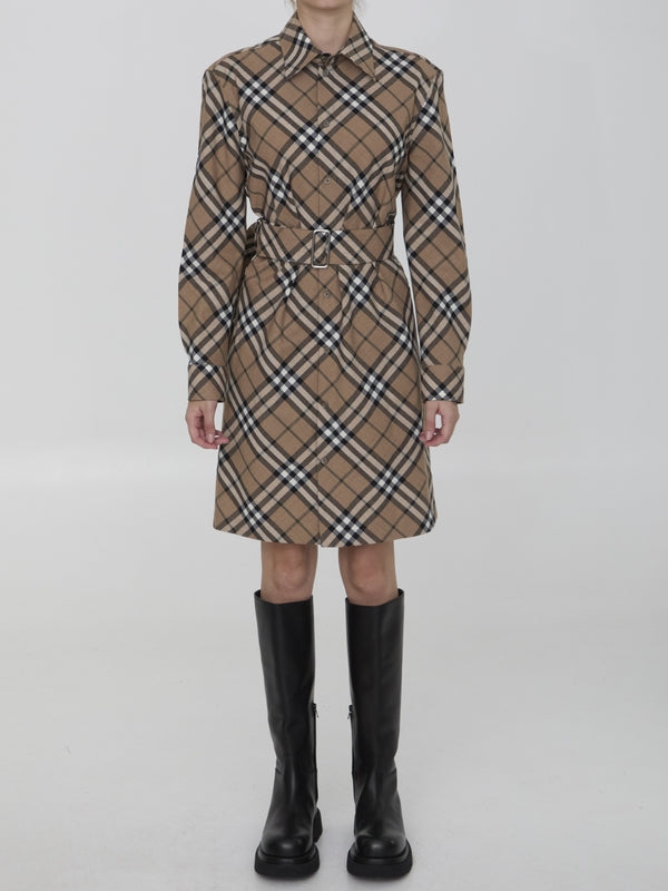 Vintage Check Belt Shirt Dress - Jente