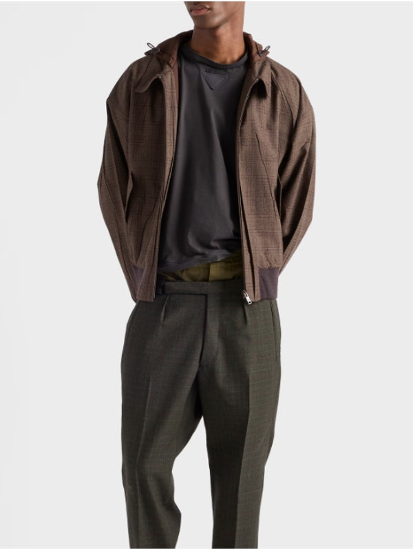 Check Wool Hoodie Jacket