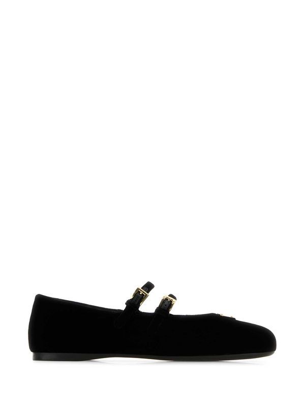 Velvet Mary Jane Flat Shoes