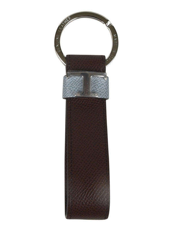 T Logo Leather Keyring