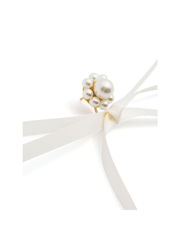 Pearl Detail Bow Embellished Earrings