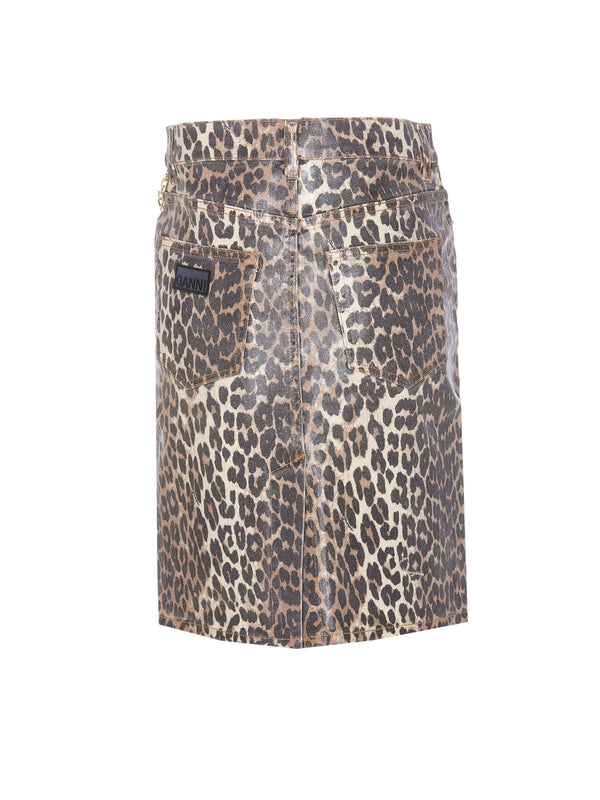 Back Logo Leopard Pattern Skirt