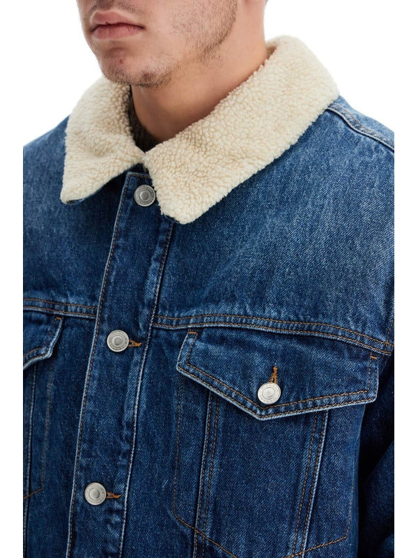 Zafao Shearling Collar Denim Jacket