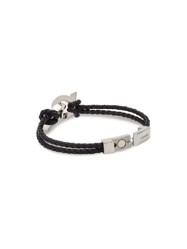 Gancini Logo Braided Leather Bracelet