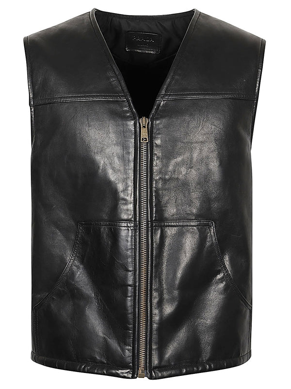 V-Neck Zip
  Leather Vest