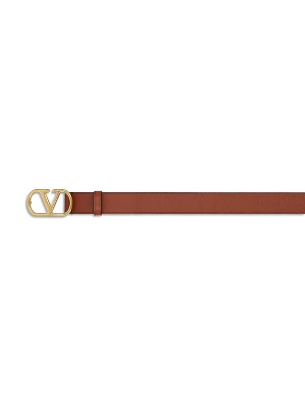 V Logo Leather Belt