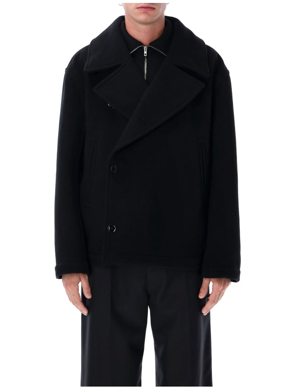 Black Boxy Peacoat