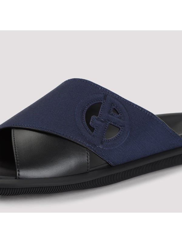 Logo Detail Cross Leather Sandals