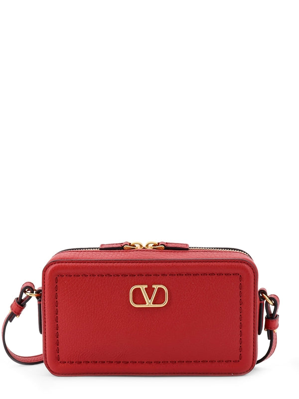 Alltime V Logo Leather Shoulder Bag