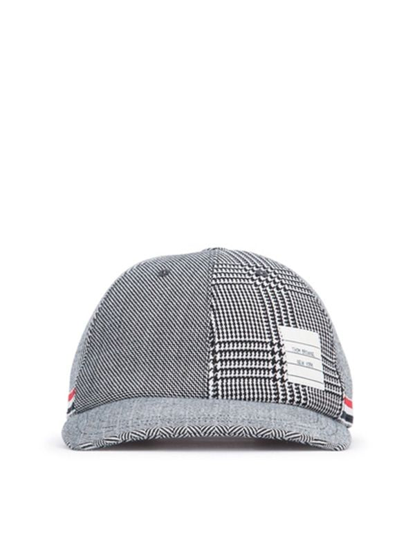 Rwb Logo Label Check Cotton Ball Cap