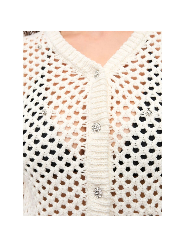 Rhinestone Cotton Cardigan