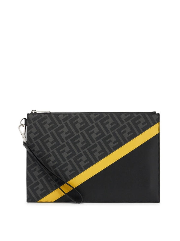 FF Logo Panel Leather Clutch
  Bag