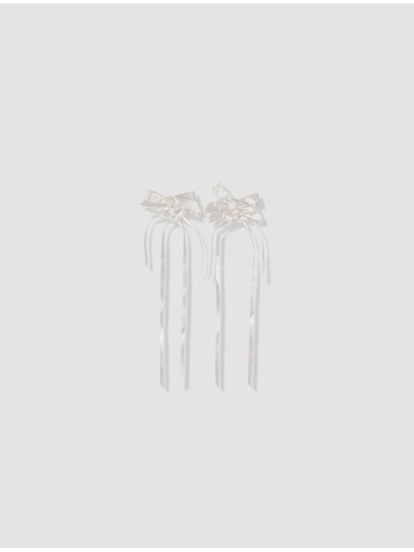 Double Bow Detail Drop Earrings